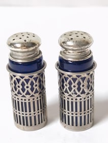 Pr. of Vintage Cobalt Blue Glass Salt/Pepper Shaker