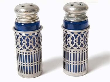 Pr. of Vintage Cobalt Blue Glass Salt/Pepper Shaker