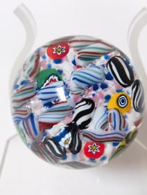 Vintage Centile Glass Millefiori Glass Paperweight