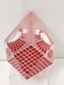 Limited Ed. Signed James Shaw Optical Art Glass Paperweight