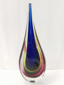 Large Vintage Murano Italy Sommerso Glass Teardrop Paperweight