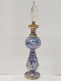 Vintage Egyptian Gilt Lavender Glass Perfume Bottle