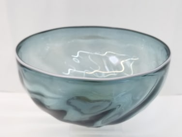 1992 Alex Frand Smokey Green Art Glass Bowl