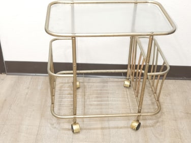Vintage Hollywood Regency Brass/Glass Bar Cart