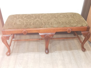 Vintage Georgian Furnishing Co. Carved Mahogany Bench