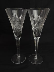 (2) Waterford Crystal Health Fluted Champagne Glasses