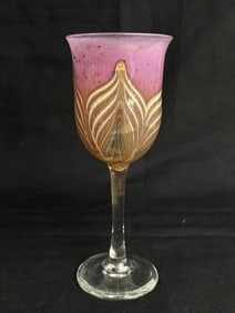 1986 John Barber Pulled Petals Art Wine Glass