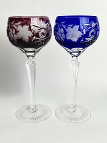 (2) Vintage Cut-to-Clear Wine Glasses