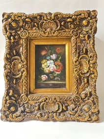 Vintage Still Life Oil Painting on Board