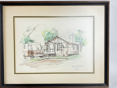 1968 James Bailey Ink and Watercolor Painting