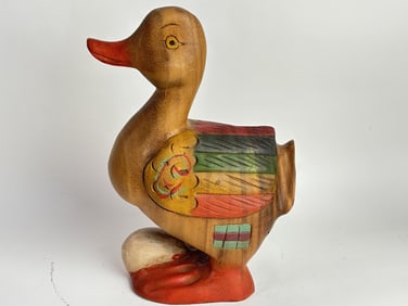 Vintage Hand Painted Wood Carved Duck