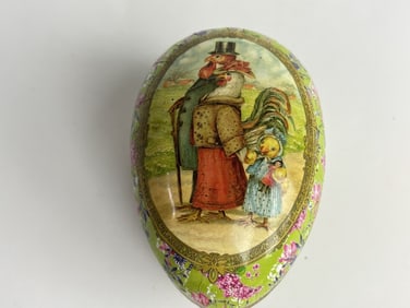 Vintage Paper Mache Easter Egg Trinket Box