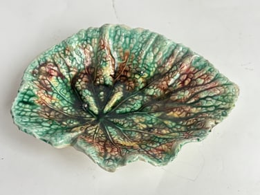 Antique French Majolica Begonia Leaf Dish