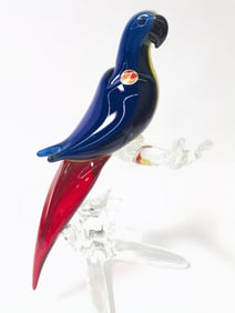 Vintage Murano Italy Yellow/Blue Art Glass Parrot