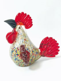 Vintage Murano Italy Splatter Art Glass Rooster