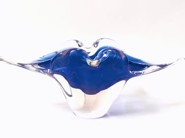 Vintage Murano Italy Blue Art Glass Bowl