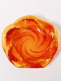 Vintage Orange Swirl Art Glass Ashtray