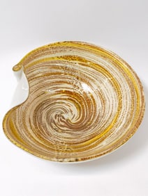 Vintage Murano Italy Gold Glitter Swirl Art Glass