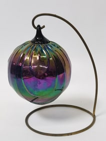 Vintage Iridescent Ribbed Glass Ornament