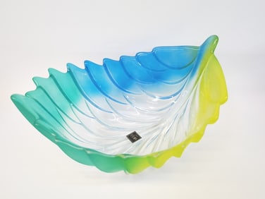 Vintage Mikasa Germany Colored Crystal Leaf Bowl