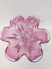 Large Vintage Murano Italy Pink Art Glass Bowl