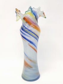 Vintage Murano Italy Swirl Art Glass Vase