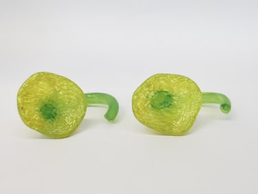 (2) Vintage Murano Italy Art Glass Flowers