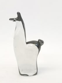 Vintage MCM Silver Overlay Art Glass Llama