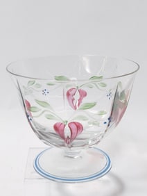 Vintage Orrefors Hand Painted Crystal Glass Bowl