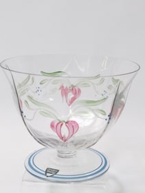 Vintage Orrefors Hand Painted Crystal Glass Bowl