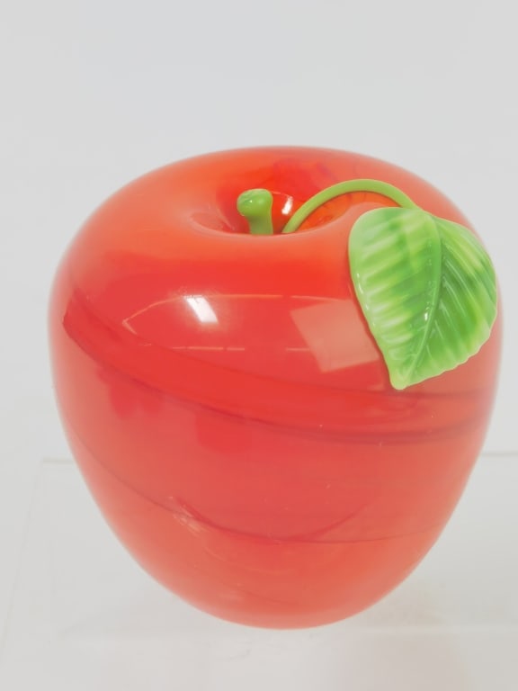 Limited Ed. Grant Randolph Studios Orange Apple Paperweight: Limited Ed. Grant Randolph Studios Orange Apple Paperweight, 88/9025, 2.25in