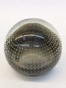 Vintage Murano Italy Controlled Bubble Smokey Glass Paperweight