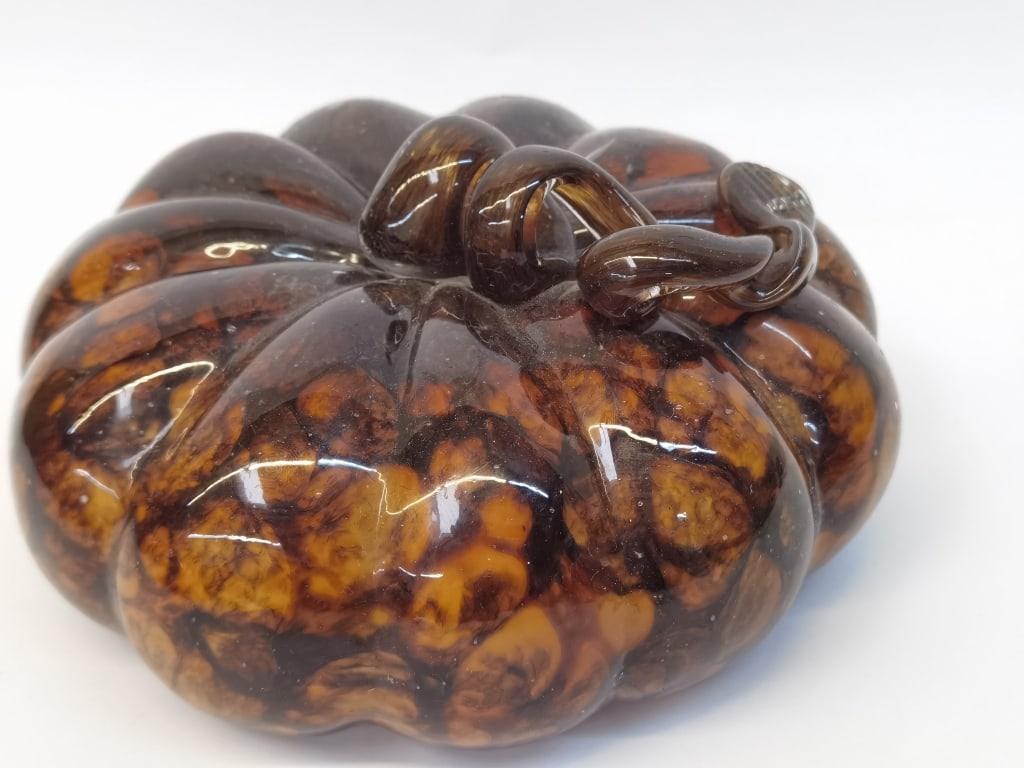 Vintage Murano Italy Art Glass Pumpkin: Vintage Murano Italy Art Glass Pumpkin, 7.5in