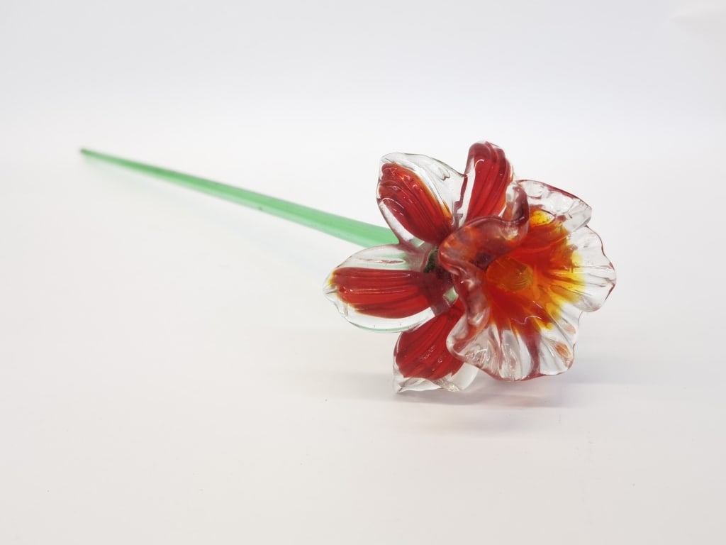 Vintage Murano Italy Art Glass Flower: Vintage Murano Italy Art Glass Flower, 19in