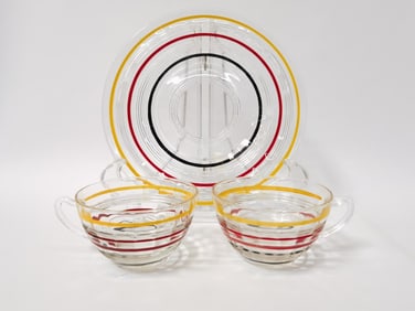 Group of Vintage Color Swirl Glass Coffee Cups