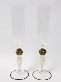 Pr. of Vintage Murano Italy Champagne Glasses