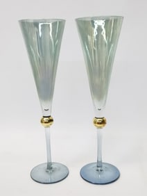 Pr. of Vintage Murano Style Champagne Glasses