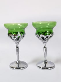 Pr. of Emerald Glass Wine Glasses