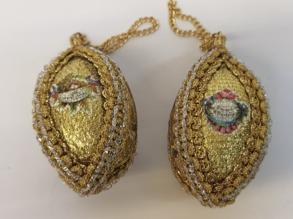 (2) Vintage Embroidered Art Ornaments (1 of 3)