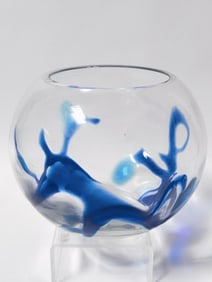 Vintage Blue Free Form Art Glass Bowl