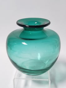 Antique Hand Blown Teal Green Glass Vase
