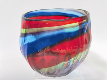 Vintage Murano Italy Color Swirl Glass Vase