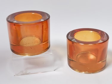 Pr. of Galerie Amber Glass Votives