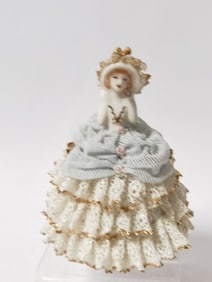 Vintage Dresden Germany Porcelain Lace Dress Lady
