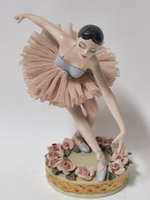 Vintage Dresden Germany Porcelain Lace Dress Balle