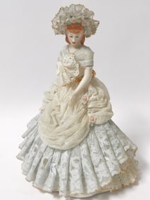 Vintage Dresden Germany Porcelain Lace Dress Lady