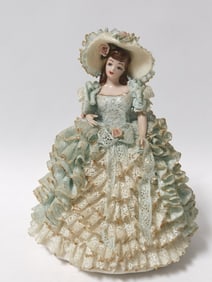 Vintage Dresden Germany Porcelain Lace Dress Lady