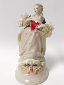 Vintage Dresden Germany Porcelain Lace Dress Lady