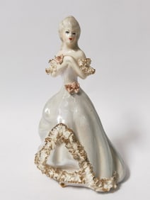 1947 Signed Eva Porcelain Lace Dress Lady