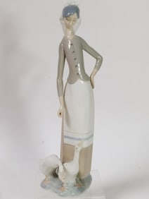 Vintage Lladro Spain Porcelain "Girl with Geese" F